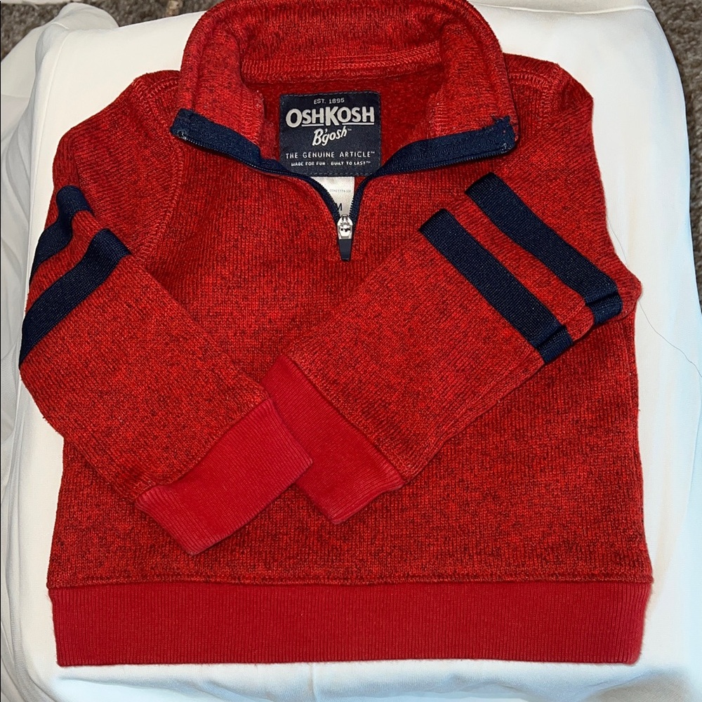 OshKosh B'gosh Red and Navy Quarter Zip Sweater